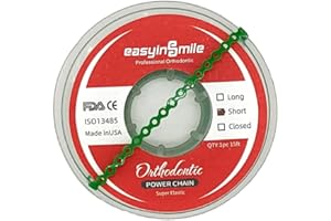 EASYTODENTA Dental Orthodontic Elastic Chain, Power Chains for Orthodontic Treatment (Short, Green)