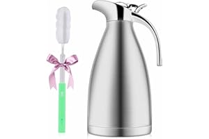 Luvan 2L 18/10 Jarra Térmica Termo, Anti-Goteo, Anti-Quemaduras, La cafetera de Aislamiento, café, Tè, bevande