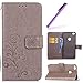 Produktbild HMTECH Huawei P Smart Hülle,Huawei P Smart Schutzhülle,Huawei P Smart Hülle Leder Flip Prägung Lucky Clover Blumen Bookstyle Wallet Tasche Brieftasche Etui Case,Huawei P Smart Hülle Elegant Retro Lucky Clover Blumen Floral Prägung Muster Flip Cover Wallet Brieftasche Tasche im Bookstyle mit Standfunktion Karten Slot und Magnetverschluß Flip Case Hülle Ledercase Hülle Schutzhülle Cover für Huawei P Smart,Lucky Clover:Gray