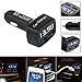 Produktbild 4 in 1 3.1A 15W Dual USB Auto Ladegerät, Magicmoon Schnell extern Batterie Pack Ladegerät Zigarettenanzünder mit LED-Anzeige - Anzeige Spannung, Amps und Innentemperatur (Fahrenheit) - Kompatibel mit iPhone 6, 6 Plus, 5s, 5c, 4s, 4, iPods, iPad, Samsung Galaxy Note 2, Note 3, S2 S3, S4, S5, HTC One, LG G3, Die meisten Android / Windows Handys Smart, GPS, Tabletten und USB aufgeladen Geräte