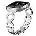 Produktbild AutumnFall Fitbit Versa Bands Frauen Herren Klein Groß, 1 Kristall Edelstahl Ersatz Armband Verstellbare Schnalle Armbänder für Fitbit Versa Fitness Smart Watch Band Length:183mm Silber
