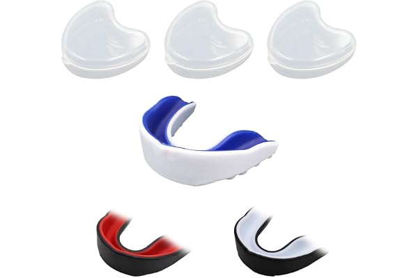 SYEYCW 3 Pièces Protège Dents Sport Enfant, Moulable Bouclier de Gomme, avec Étui Portable Transparent, Protéger Dents, pour Sports de Contact, Rugby, Arts Martiaux, MMA, Boxe, Hockey (6 à 12 Ans)