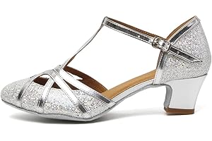 HROYL Zapatos de Baile Latino Mujer Cerrados Salsa y Bachata Tango Zapatos Baile Flamenco de Salón Tacon Bajo 511-512