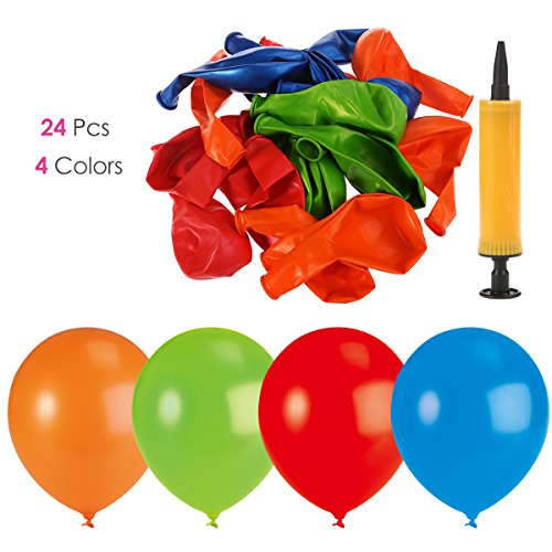 PBPBOX Kindergeburtstag Deko 1 ballonpumpe, 24 Luftballons Geburtstag Girlande, 6 Bunte Papier Wabenbälle - 2