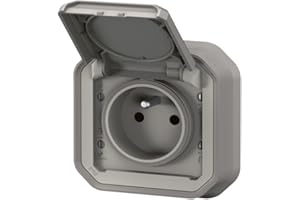 gniazdko elektryczne - 2p+t - szare - wpuszczone - legrand plexo 069831l