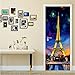 Price comparison product image Abstract Hand Painted Paris Tower Art Wall Mural Door Sticker Living Room PVC Waterproof Self-Adhesive Door Wallpaper 77x200cm