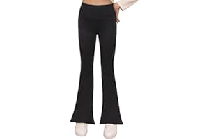Domueay Girls Flare Leggings High Waisted Casual Stretchy Soft Yogapants Bell Bottoms Bootcut Pants Kid Youth Dance Sports School Legging Activewear Athletic Trousers 7-14 Years