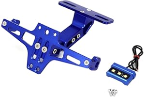 ‎FYDUN Motorräder Kennzeichenhalter , Akozon Verstellbarer Kennzeichenträger Teleskopierbare Aluminiumlegierung Halterungen mit LED-Licht (Blau)