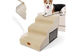 ZVONEMA Escalera para perros pequeños, 3 niveles, lavable de esponja densa, impermeable y antideslizante, 60x40x40 cm