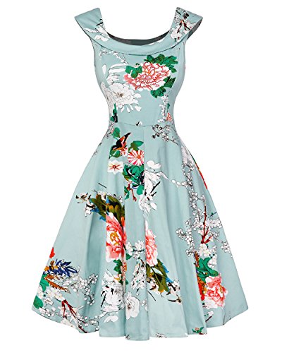 ZiXing Retro Vestido de Mujer 50 años Hasta la Rodilla Falda Vintage 