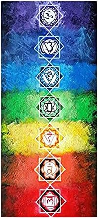 YUMOMO Indian Tapestry Yoga Towel, Hippie Rainbow Chakra Tapestries Bohemian Mandala Wall Hanging Throw Beach Mat By (Chakra)