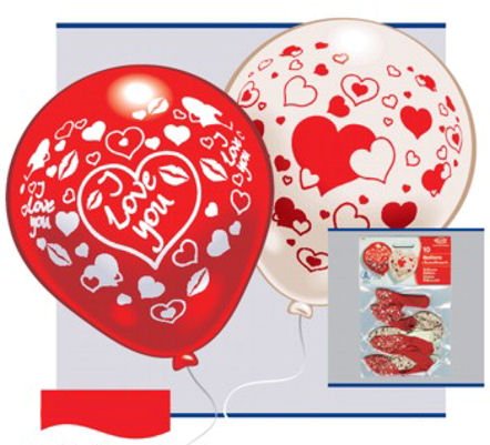 10 Stück SWEETHEART Latex - Luftballons, rund, Helium geeignet, 75/85 cm Umfang