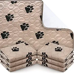 6 Pack Washable Pee Pads for Dogs Whelping Pads Puppy Pads Reusable Dog Mat Waterproof Dog Housebreaking Supplies Wee Wee Pads for Dogs Non Slip Puppy Potty Training Pads, 16 x 24 Inch (Light Brown)
