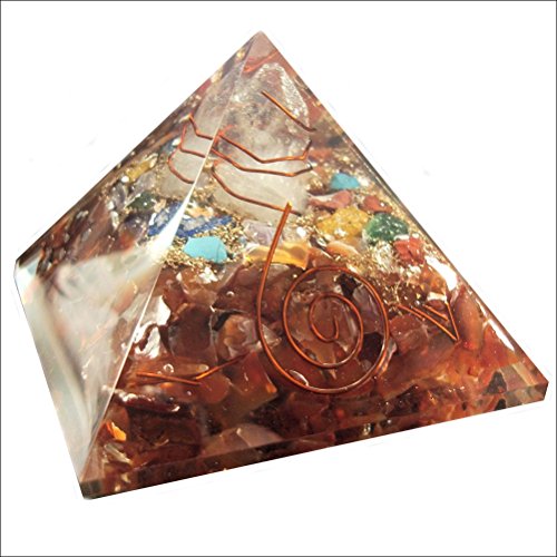 Orgon-Generator Karneol Pyramide, Orgonit aus Edelsteinen und Metallen, wandelt negative energie in positive energie - 70mm