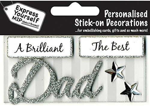 Express Yourself MIPDad (Silver) Caption Topper - Self Adhesive Greeting Card Craft Embellishment Sticker Set for Card Making, Gift Wrapping, Scrapbooking, Paper Crafts and DIY Projects