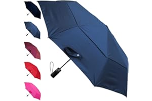 COLLAR AND CUFFS LONDON Wiatroszczelny, kompaktowy parasol StormDefender 50 km/h, wzmocniona rama z włókna szklanego, wentylowany baldachim, mały, mocny, składany, wodoodporny, automatyczne otwieranie