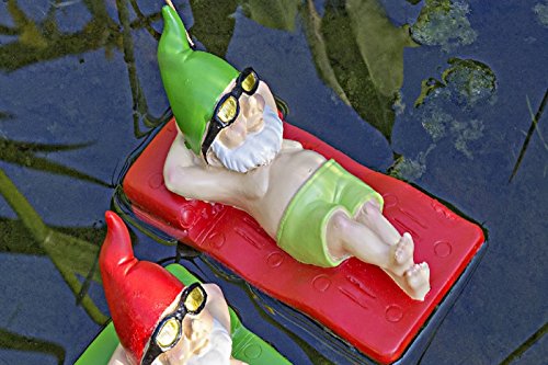 Figur Zwerg Luftmatratze Teich Kunstharz Teichfigur Gartenfigur Schwimmfigur Stückpreis - 3