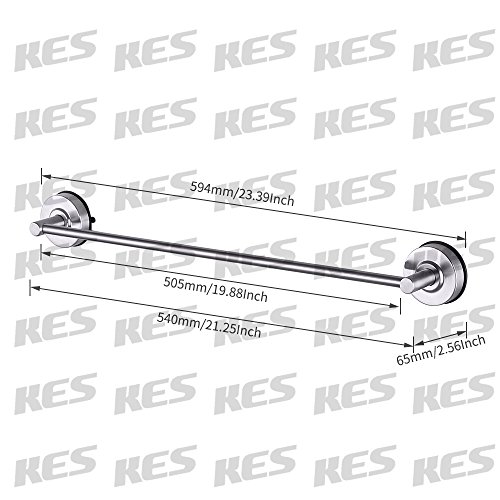 KES A6200-P Badezimmer Einzelne Handtuchstange, starker Saugnapf, gebürsteter Edelstahl – 55 cm - 2