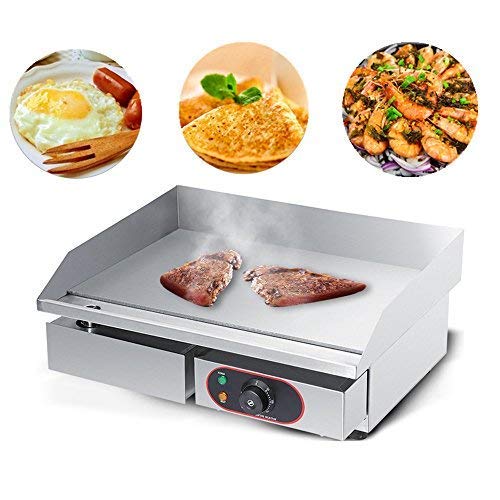 Ejoyous 55 x 45 x 23cm Barbecue de Table Électrique, 3000W Professionnelle Plancha de Table Barbecue Électrique en Acier Inoxydable avec Thermostat Réglable pour BBQ Omelette Cuisson, Argent