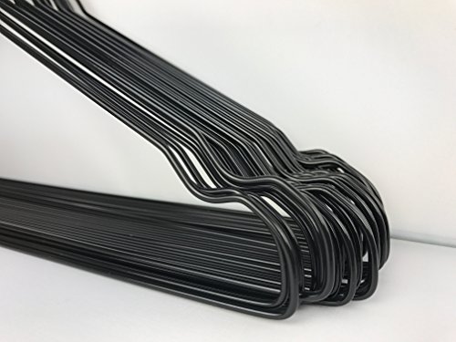 100 x RSR Classic Metallkleiderbügel Kleiderbügel Metall Drahtbügel Schwarz hochwertige Kunststoffbeschichtung Drahtkleiderbügel Draht 40 cm - 5