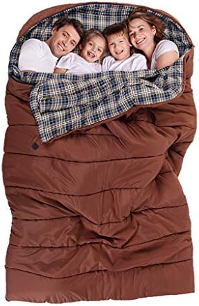 Sleeping Bag Outdoor Adult Integrated Double Triple Family Camping Self - Driving Travel Tourism Cotton (Color : Brown)