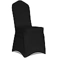 Kapwall 12 PCS Black Chair Covers, Spandex Stretch Washable Chair Covers for Wedding,Party and Banquet