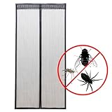 CLE DE TOUS - Cortina Malla para puerta anti-mosquitos Insectos Moscas Cierre magnética Color Negro 100x220cm