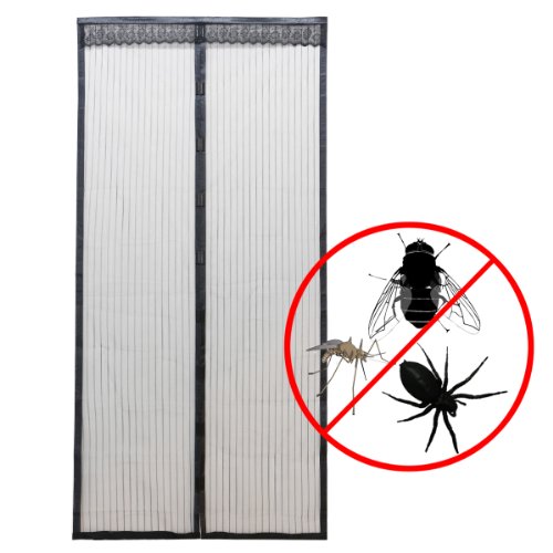 CLE DE TOUS - Cortina Malla para puerta anti-mosquitos Insectos Moscas Cierre magnética Color Negro 100x220cm