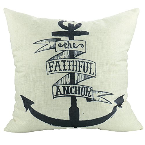 Luxbon Packung mit 2 Anker Anchor Sailor Kissenbezug Lendenkissen Bettkissen Pillowcase Huelle Cover Haus Sofa Zimmer Auto Deko 45 x 45 cm - 3