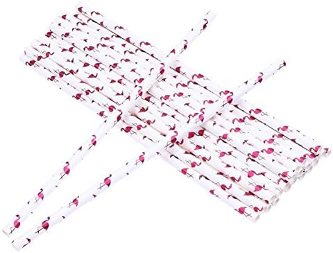 SWEETSTAN 25 Pcs Paper Straws Flamingo Shape Disposable Paper Suction Photo Photography Props