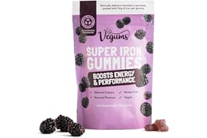 Vegums Super Iron Gummies - Family-Friendly Iron Supplement for All Ages - 30 Servings - BlackBerry Flavour - Vegan & Easy-to-Take - Supports Energy, Immunity & Red Blood Cell Health