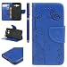 Produktbild FESELE Schmetterling Lederhülle für [Samsung Galaxy J3 2016] Ledertasche Handytasche Lanyard Brieftasche Hülle, Samsung Galaxy J3 2016 Prägung Butterfly Blume Rebe Muster Leder Case Schutztasche Klappetui Schlanke Hülle Magnetverschluss Flip Cover Kartenfach und Ständer Standfunktion für Samsung Galaxy J3 2016 + Blau Eingabestift-Schmetterling,Blau