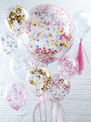 Ginger Ray Hochzeit Geburtstag Luftballon Konfetti 5 Stck. pink - 3