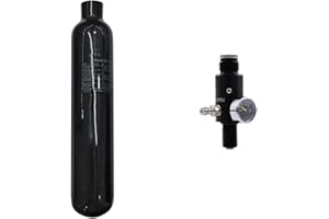 TUXING Serbatoio in fibra di carbonio 0,5L, 4500Psi PCP HPA Serbatoio Aria Cilindro Composito con valvola di regolazione Manometro Pressione di uscita 2200Psi
