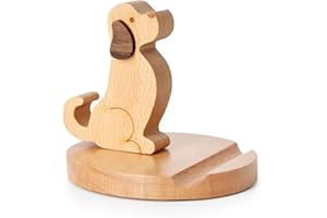Bounabay Handy-Halterung, Schreibtischdekoration, Holz-Telefonständer, Tier-Handy-Ständer, Neuheit, Schreibtisch-Telefonständer, für universelle Handys kompatibel (Golden Retriever)