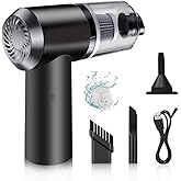 Eloxee 3-in-1 Portable Car Vacuum Cleaner with Blower, USB Rechargeable, Black, Wireless Handheld Mini Design, Strong Suction