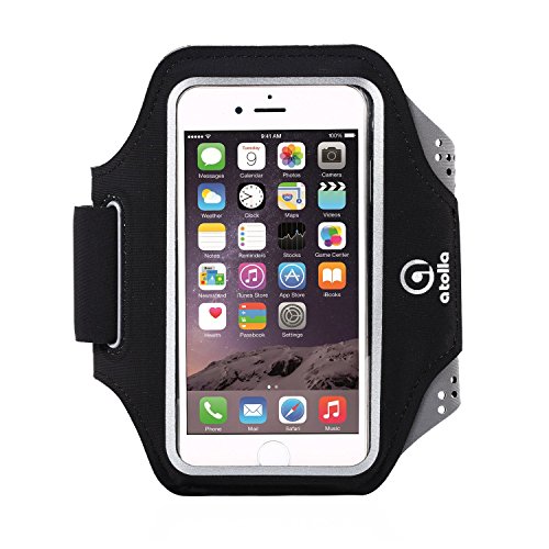 Atolla Sportarmband Hülle Laufarmband mit Kopfhörer Halter für iPhone 6 (4,7") 6s mit veränderbarer Länge für Samsung Galaxy S4 S5 S6 und Smartphone unter 5.1" für Fitness Übung Laufen Wandern Rad Fahren YOGA
