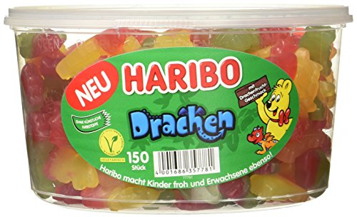 Haribo Drachen 150 Stück Runddose, 3er Pack (3 x 1.05 kg)