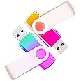 2 Pack 64GB USB Flash Drives Gradient Color USB 2.0 Memory Stick Wholesale Bulk Swivel Design Thumb Drive for Data Storage (Purple Cyan, Golden Pink)