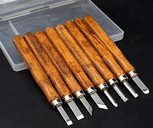 TILY Professional 8-teiliges Holzschnitzerei Meißel Set Holz Schnitzmesser-Set für Anfänger / Power Grip Schnitzwerkzeuge