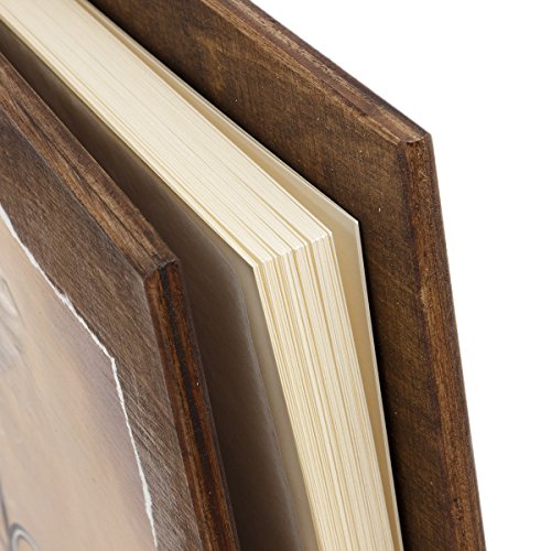 Holz Gästebuch Aufschrift Guestbook beige Schreibfeder Tintentopf - 4