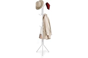 NONE MANUFACTUER Coat Rack 175cm Coat Rack Stand with 12 Hooks Metal Clothes Stand Rack Hat Jacket Hanger for Bedroom Freestanding Clothes Holder Rack for Home Hallway Entryway NO Tools Required White