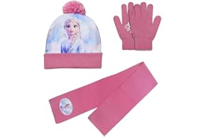 UKMICNVXSU Set 3 Pezzi Sciarpa, Guanti e Cappello Bimba/Bambino - Cotone Maglieria Invernale per Attività All'aperto