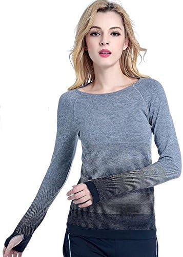 Ibelive Women Gym Sports Shirt Exercise Yoga Top Fitness Running Long Sleeve T-Shirt Tops (Black, L)