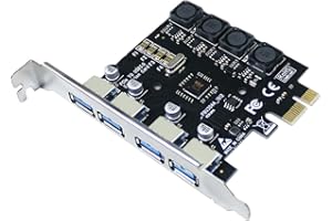 IDEAPRO 4-Port PCI-E to USB 3.0 PCI Express Expansion Card PCIe Card Super Speed Up to 5Gbps, No extra Power Connector for Desktops Windows XP/Vista/7/8/10 (4 Ports)