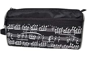 KINGPOINT Astuccio portamatite con note musicali, custodia impermeabile in tessuto Oxford, portatile, con penna a sfera capacitiva in omaggio Nero