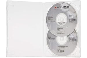 Scanavo DVD-Hüllen für 2 DVDs, überlappend, 14 mm, Weiß, 5 Stück