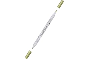 ‎ONLINE Online Calli.Brush 19084/6 Double Tip Pen with Calligraphy Tip and Brush Tip, Metallic Gold, Pack of 1