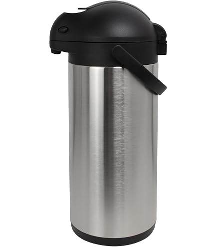 Thermos Banquet 1,9L Avec Pompe - Garde Café Chaud 12h - Acier Inox Argent/Noir