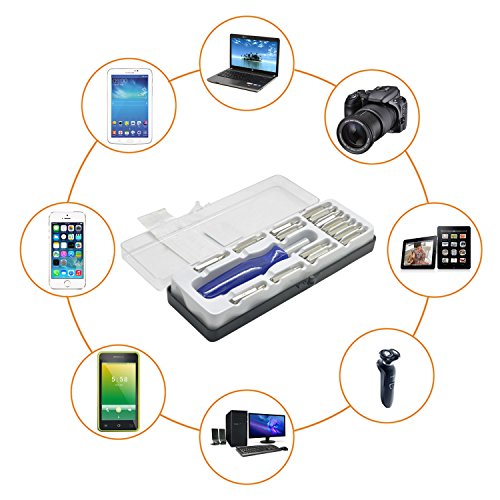 Incutex Feinmechanik Schraubenzieher Set 16tlg. mit Kunststoff Aufbewahrungsbox Werkzeug Reparatur für iPhone Smartphone Notebook PC Uhren usw. - 4